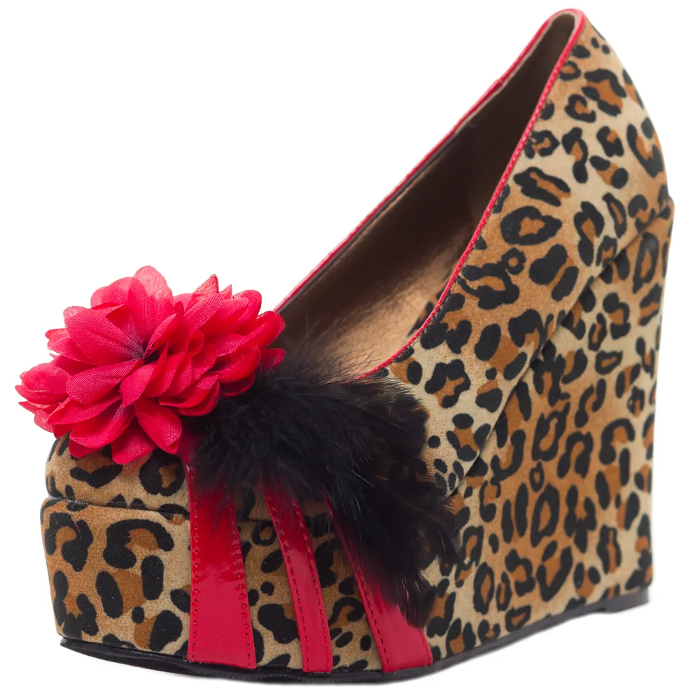 BETTIE PAGE EDNA WEDGES LEOPARD