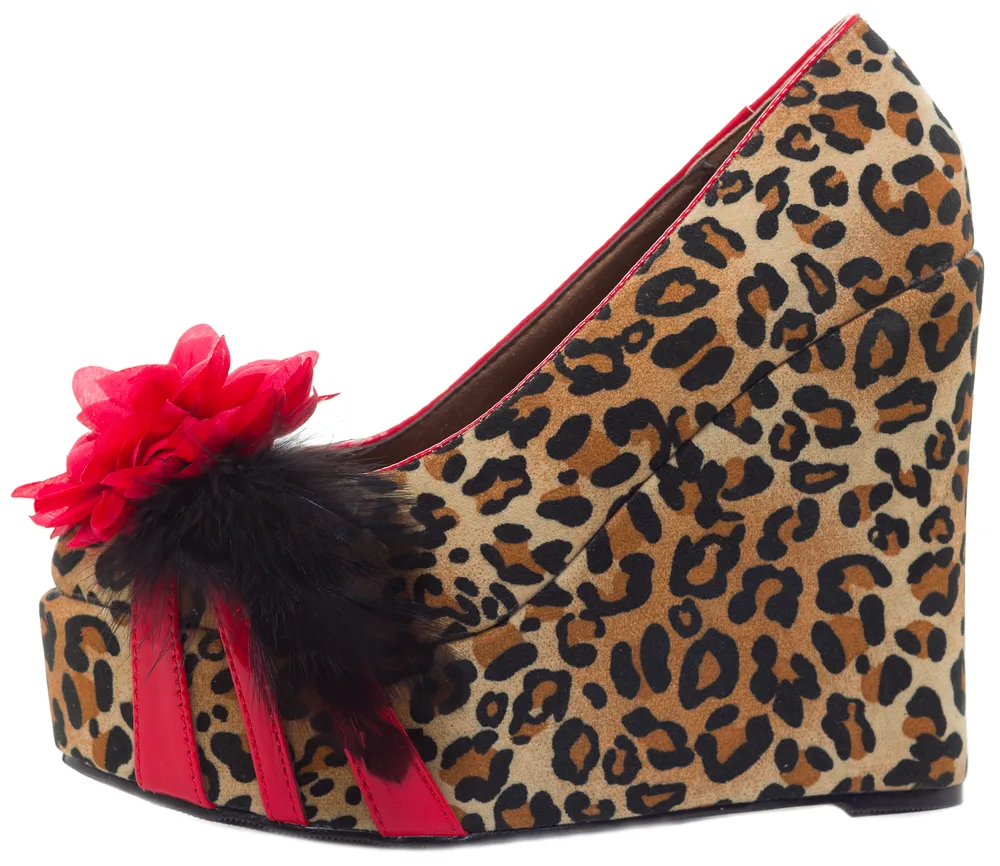 BETTIE PAGE EDNA WEDGES LEOPARD
