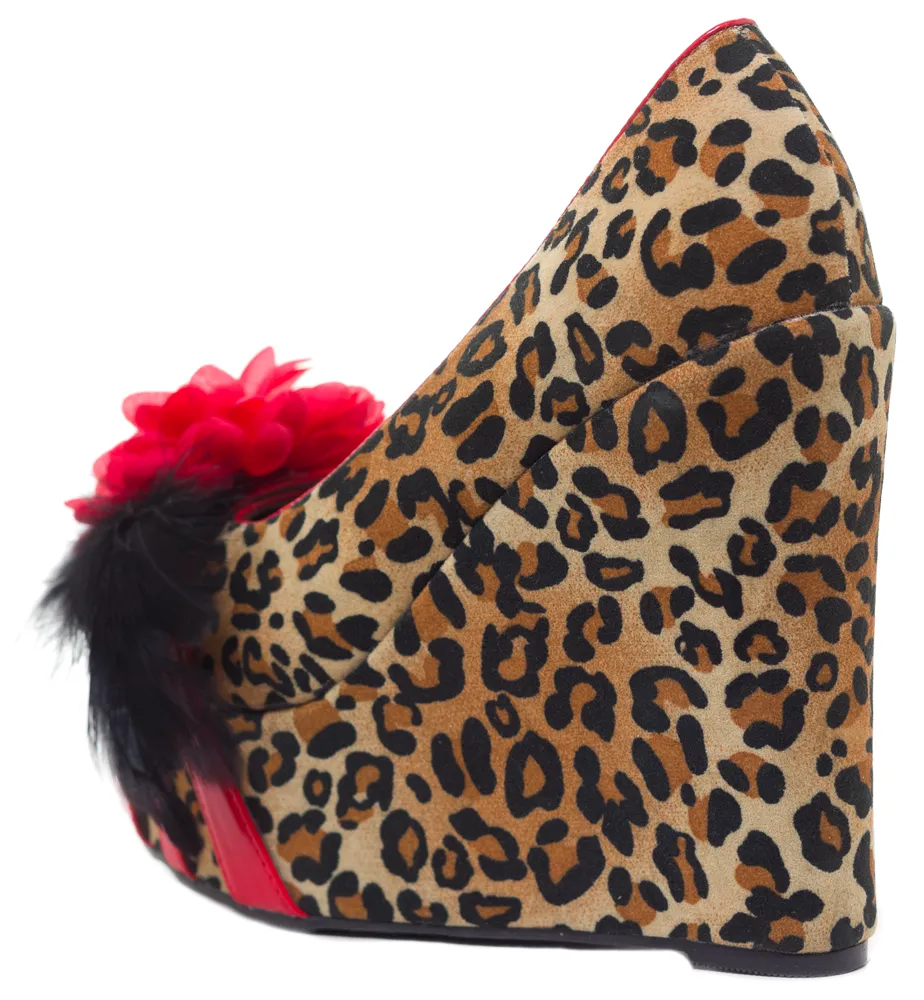 BETTIE PAGE EDNA WEDGES LEOPARD