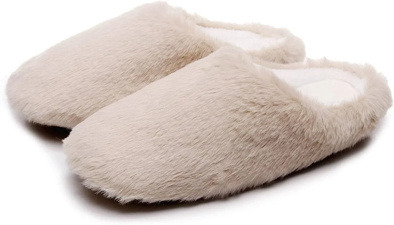 Crazy Lady Women's Fuzzy House super light Slippers Fluffy Furry Fur Slippers Scuff Outdoor Indoor Warm Cozy Plush Bedroom Shoes Soft Flat Comfy Anti-Slip5.5-6.5