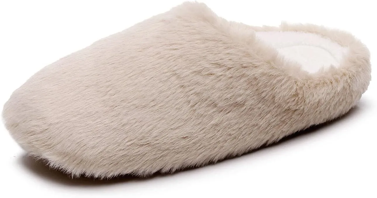 Crazy Lady Women's Fuzzy House super light Slippers Fluffy Furry Fur Slippers Scuff Outdoor Indoor Warm Cozy Plush Bedroom Shoes Soft Flat Comfy Anti-Slip5.5-6.5