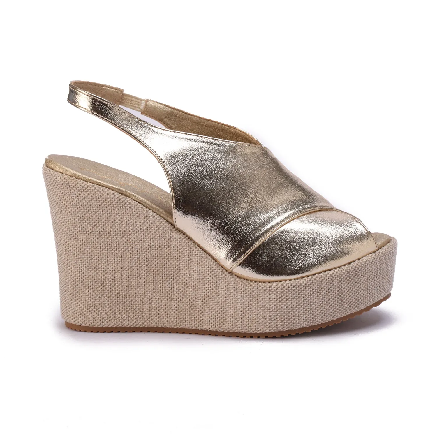 Crisscross Wedge Heels - Gold