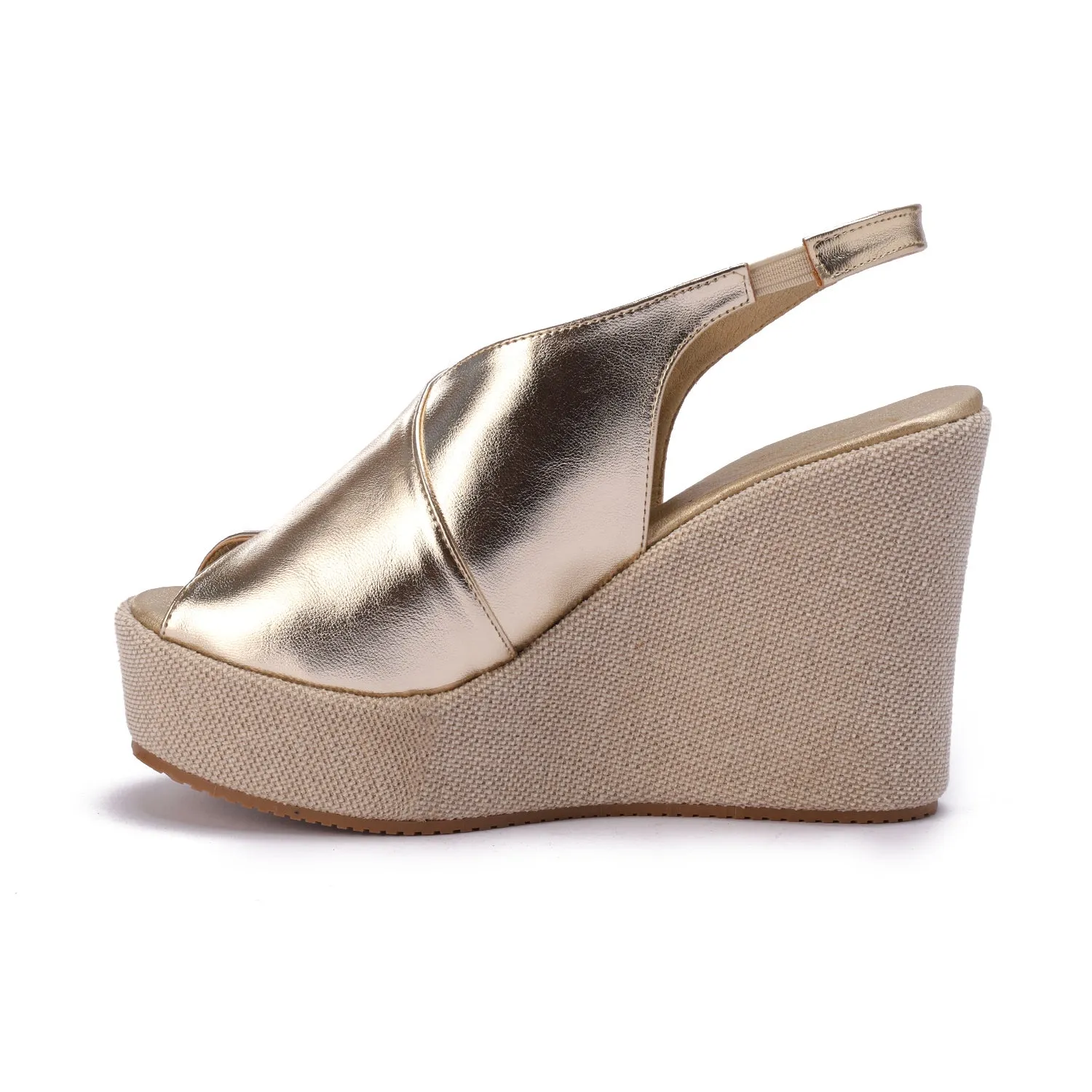 Crisscross Wedge Heels - Gold