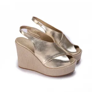 Crisscross Wedge Heels - Gold