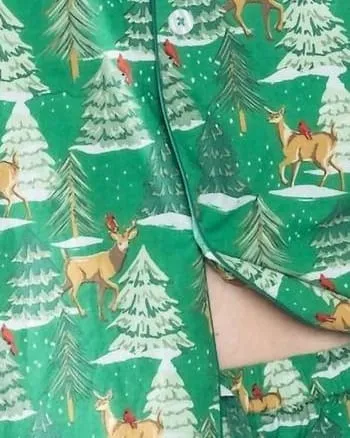 Deer Jamas Long Sleeve Pajama Set in Green | Green