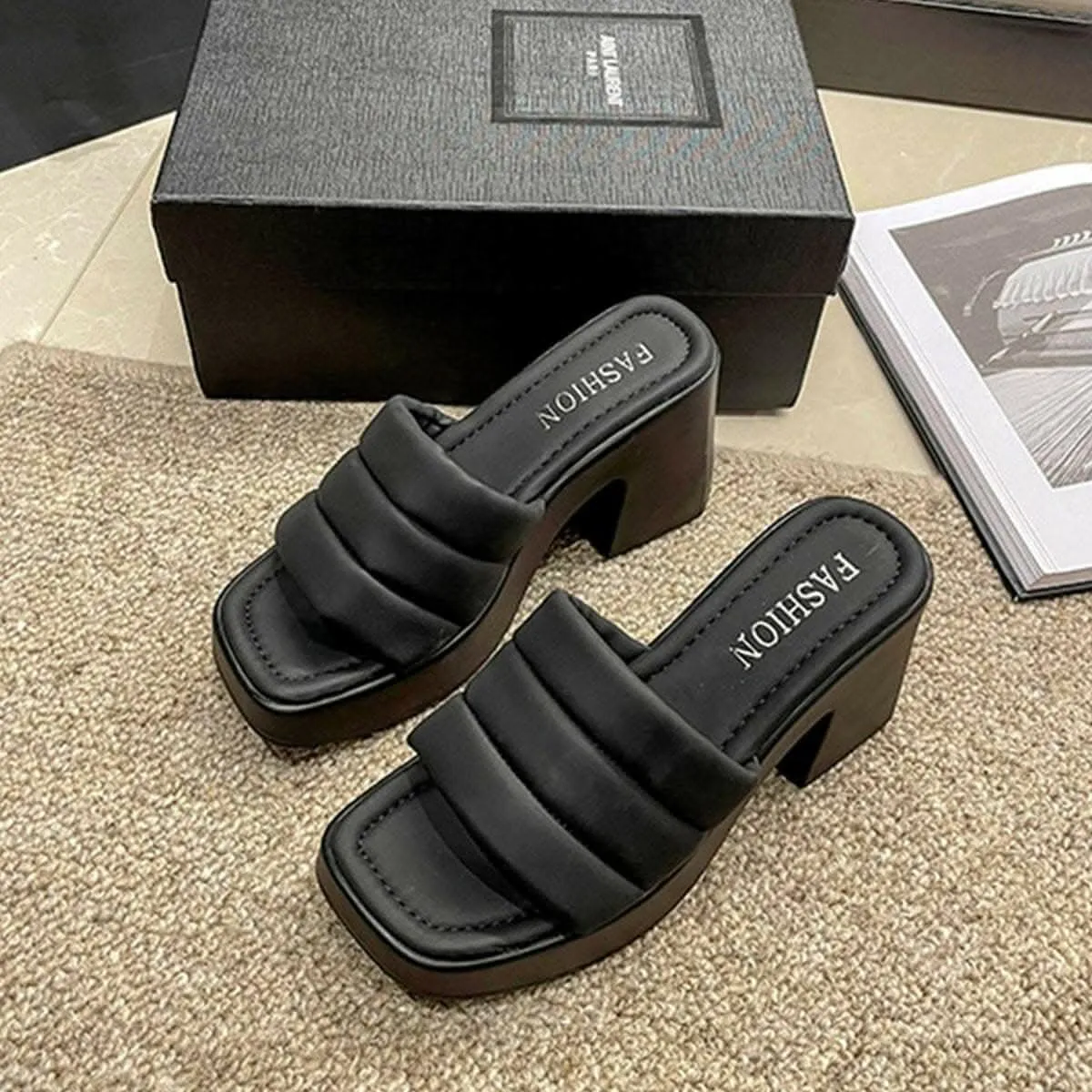 Elevated block heel sandals