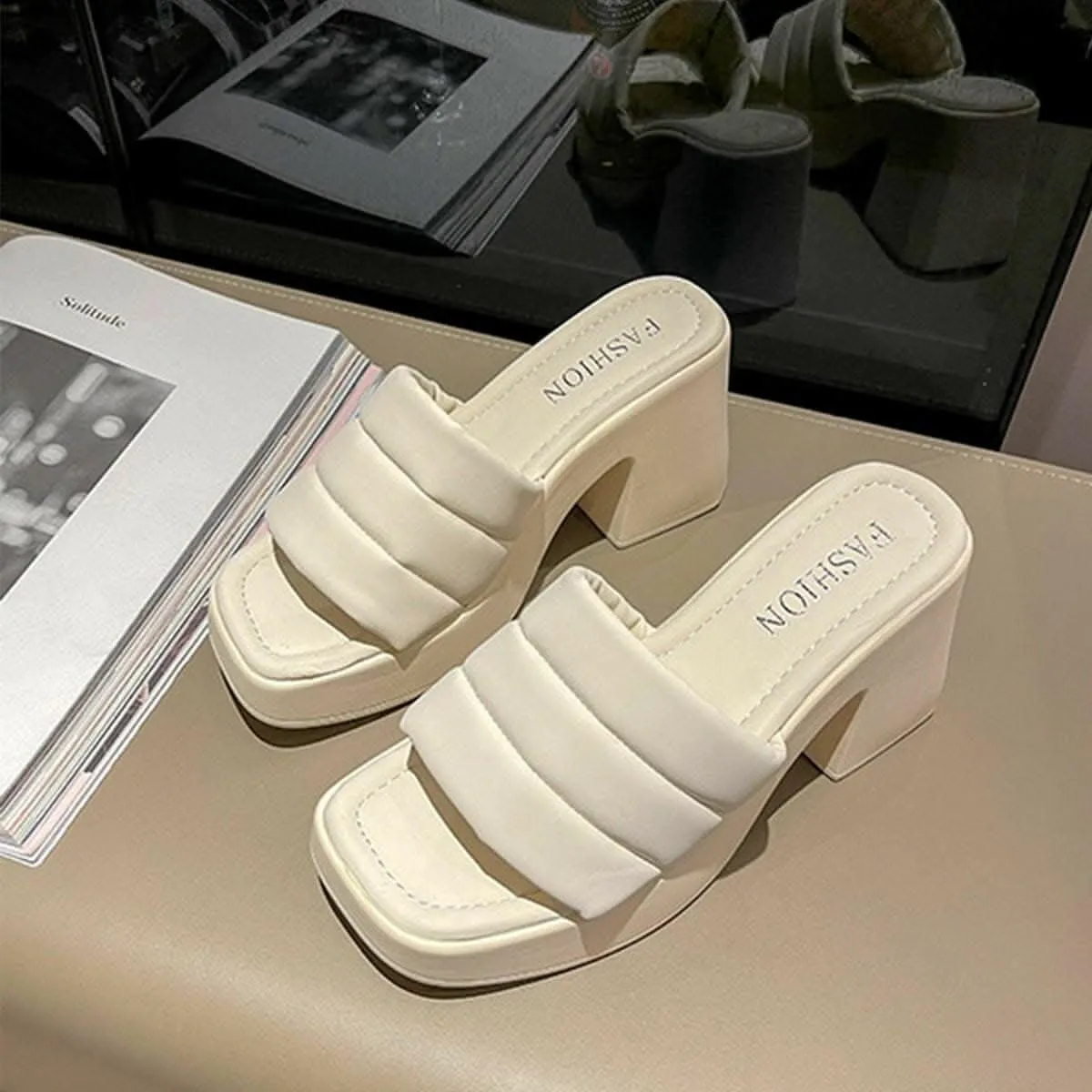 Elevated block heel sandals