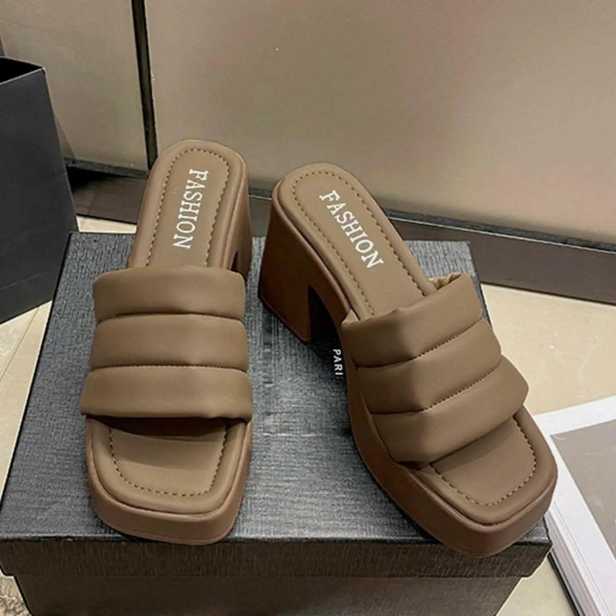 Elevated block heel sandals