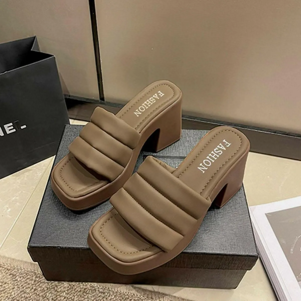 Elevated block heel sandals