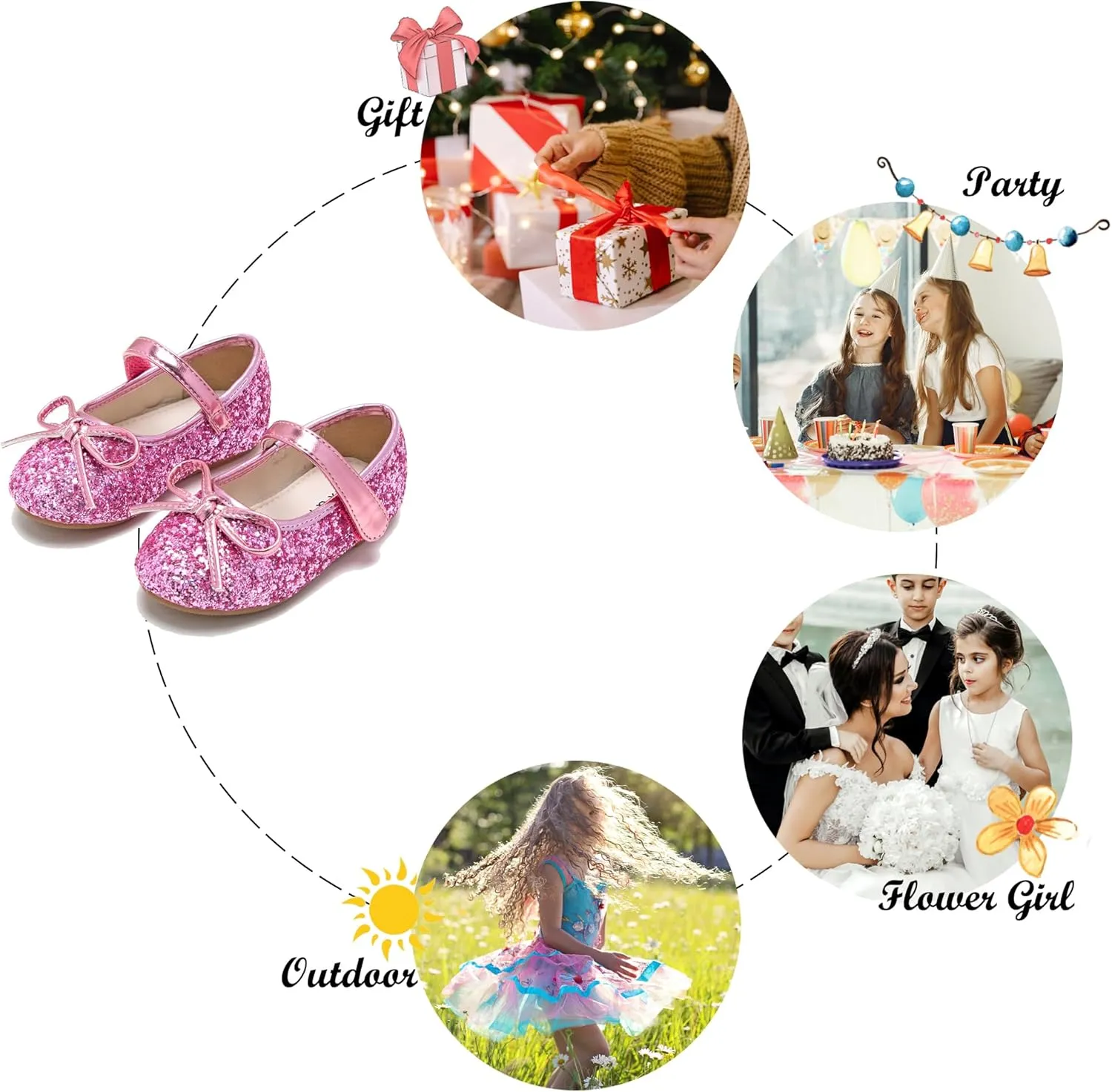 Felix & Flora Toddler Flower Girl Dress Shoes - Girl Ballet Flats Party School Shoes Wedding