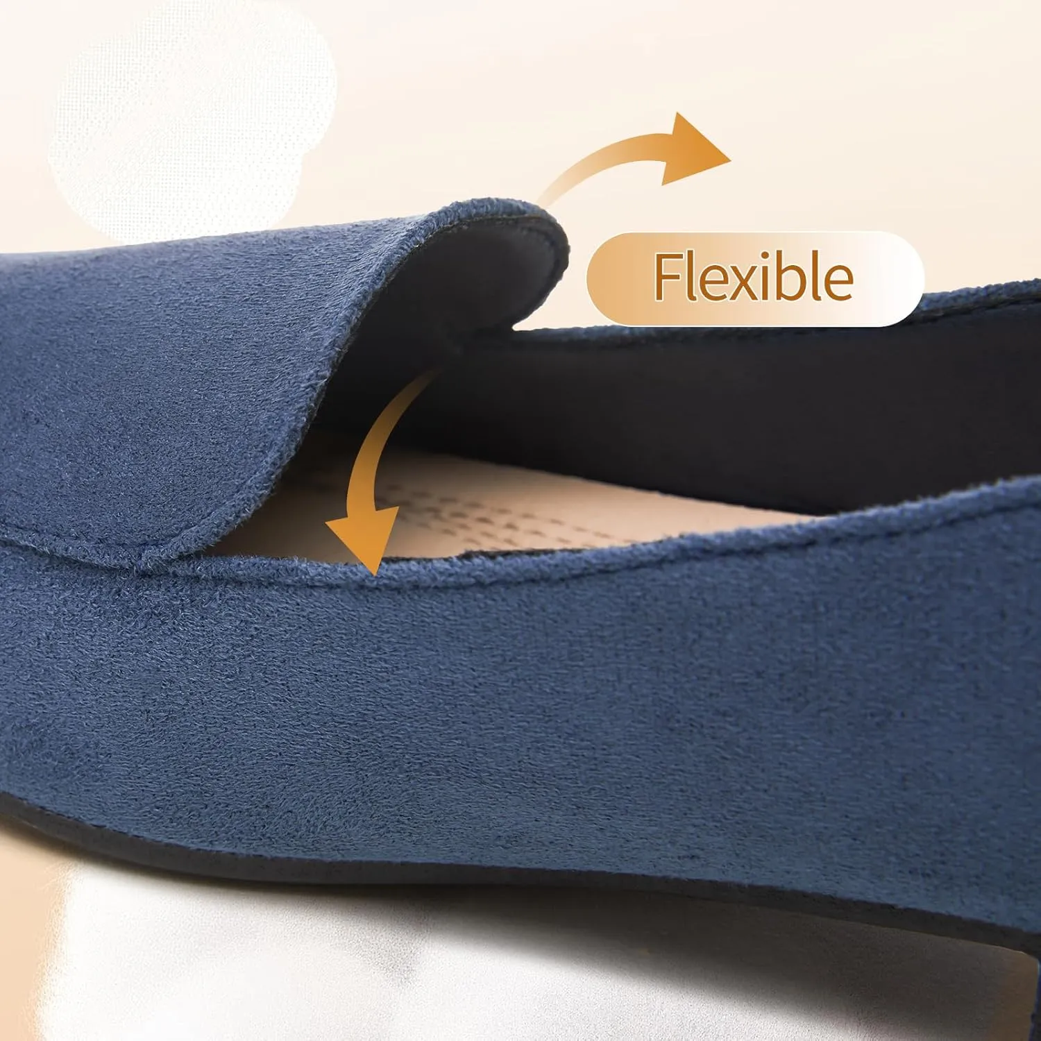 FINIWOR Womens Black Chunky Low Heel Pumps Suede Dress Flats Shoes Comfortable Work Loafers Business Office Shoes