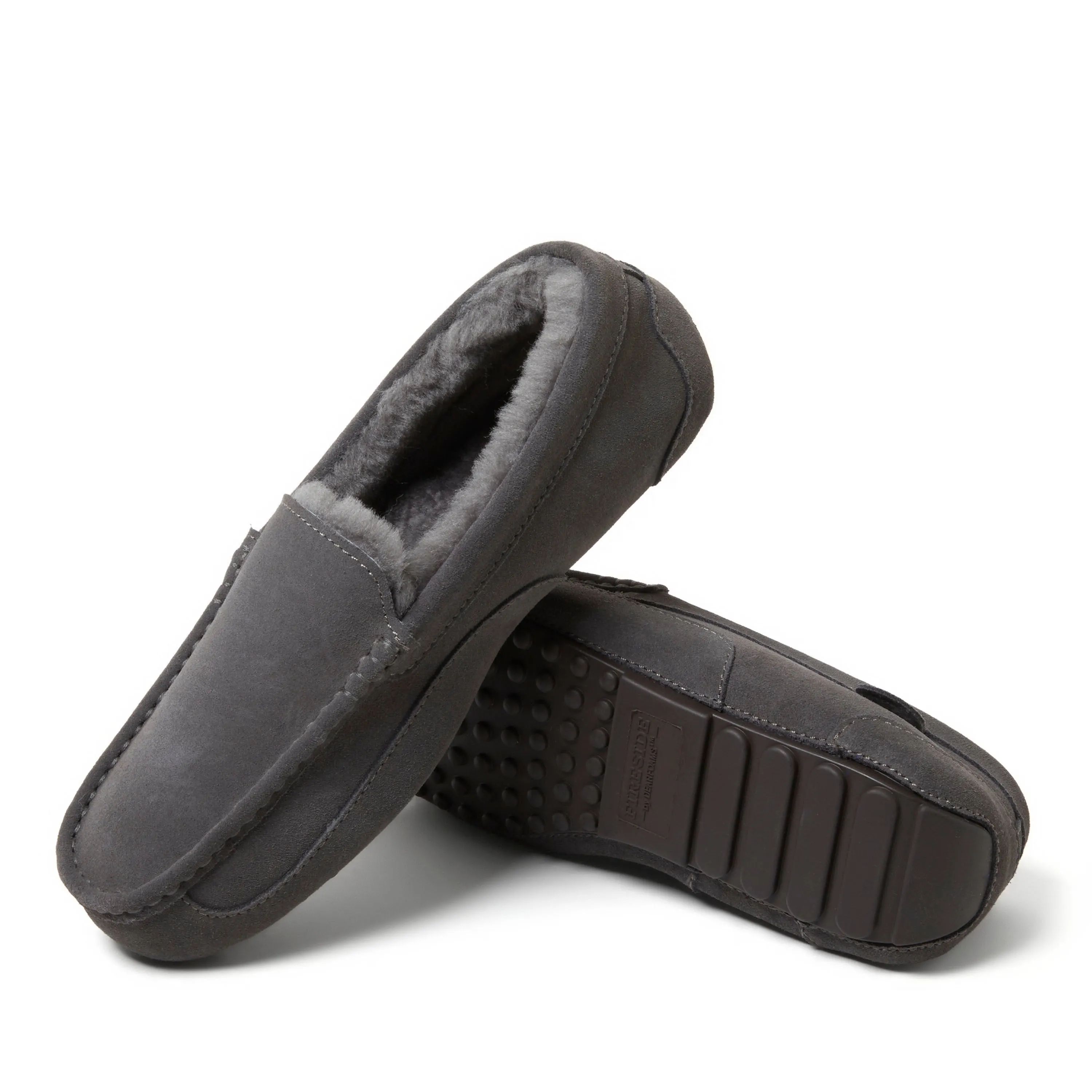 Fireside By Dearfoams Men's Melbourne Genuine Shearling Moccasin Slipper