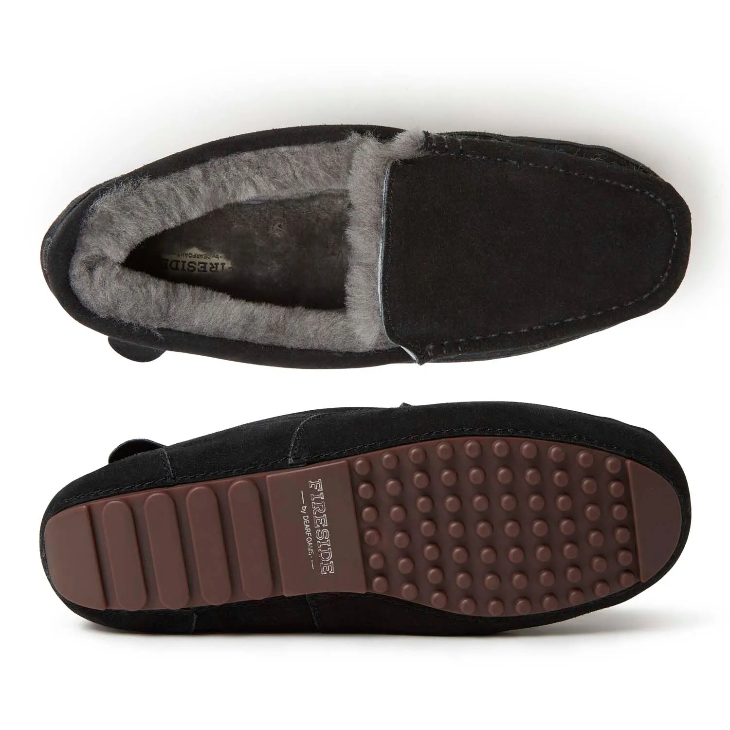 Fireside By Dearfoams Men's Melbourne Genuine Shearling Moccasin Slipper