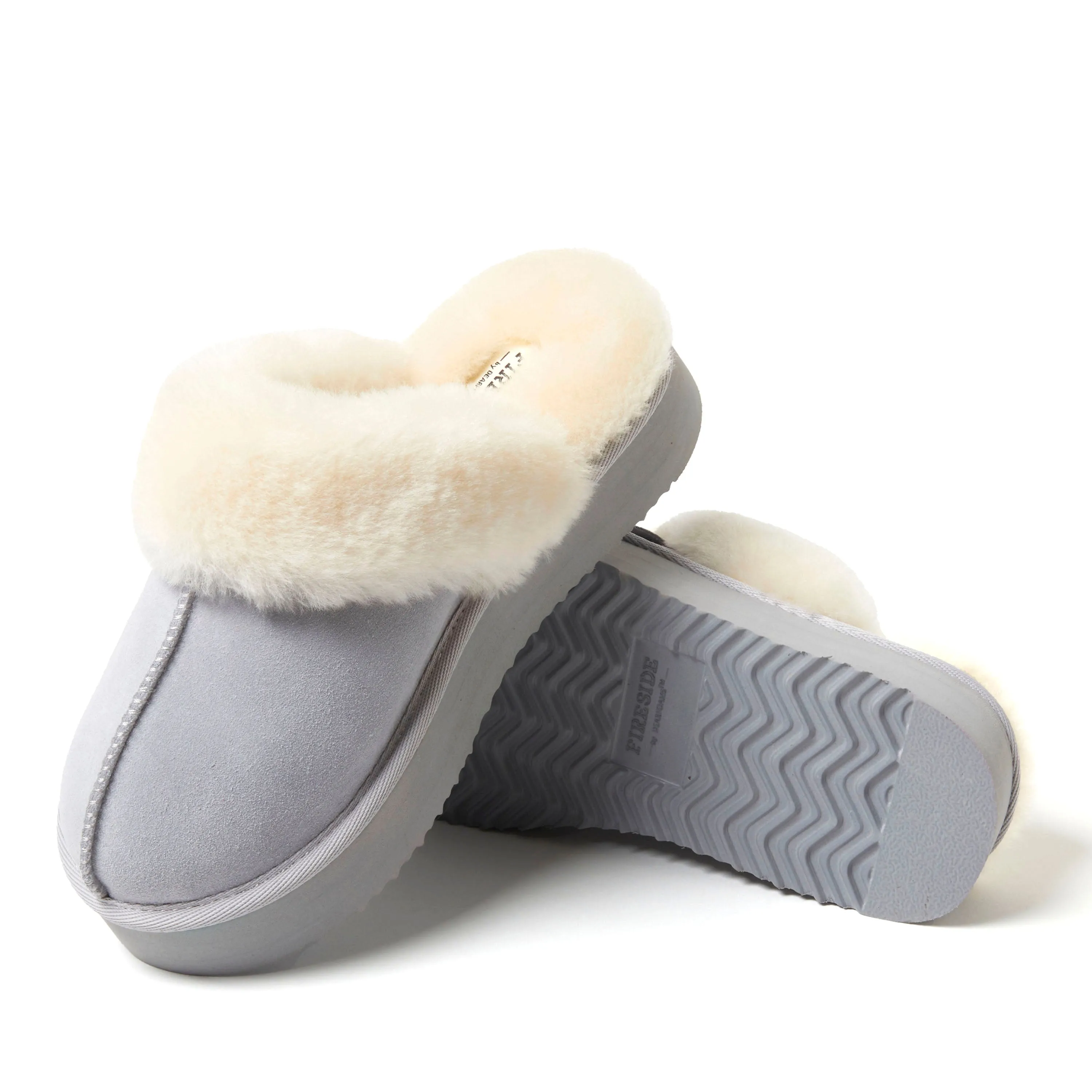 Fireside by Dearfoams Women's Melton Genuine Shearling Platform Scuff Slipper