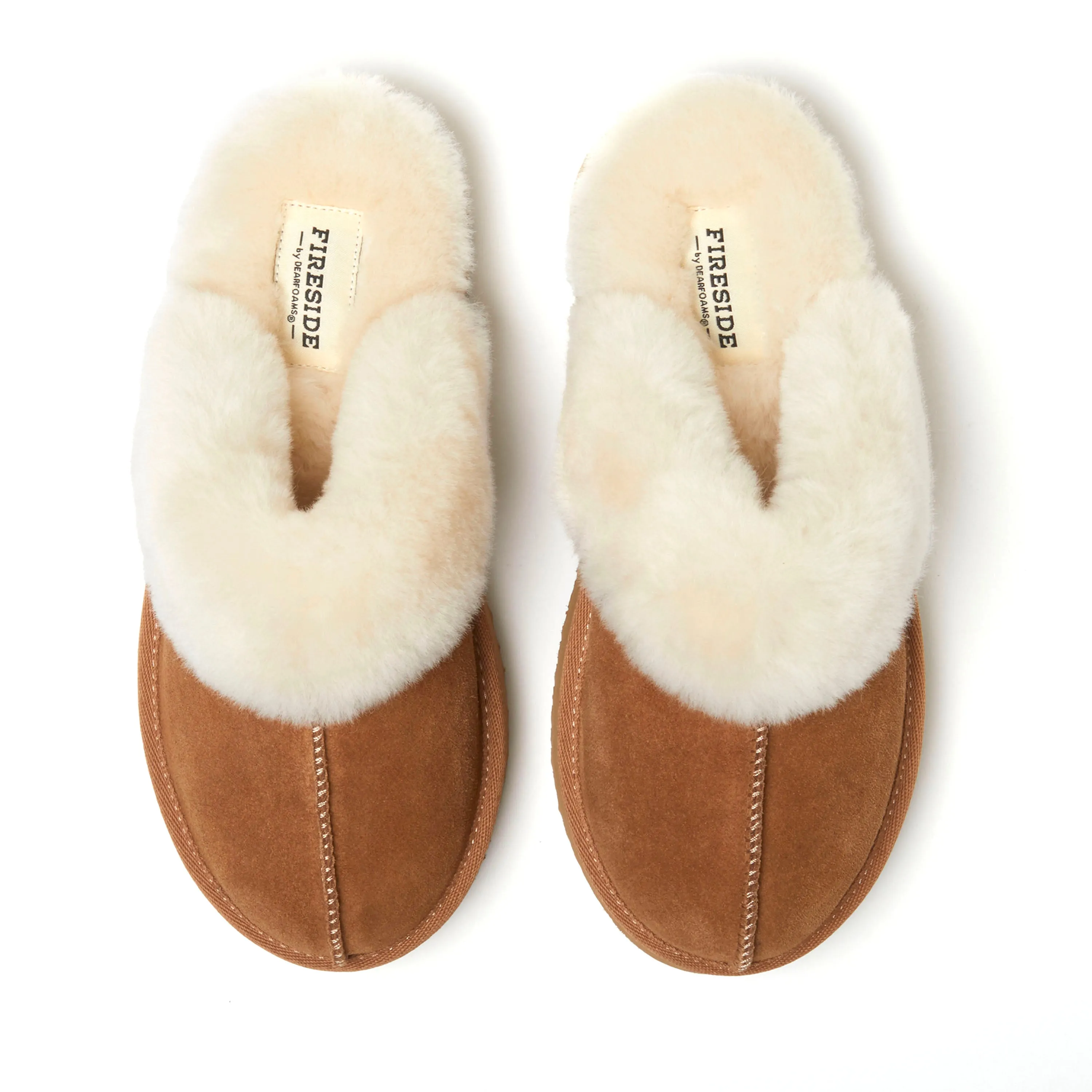 Fireside by Dearfoams Women's Melton Genuine Shearling Platform Scuff Slipper