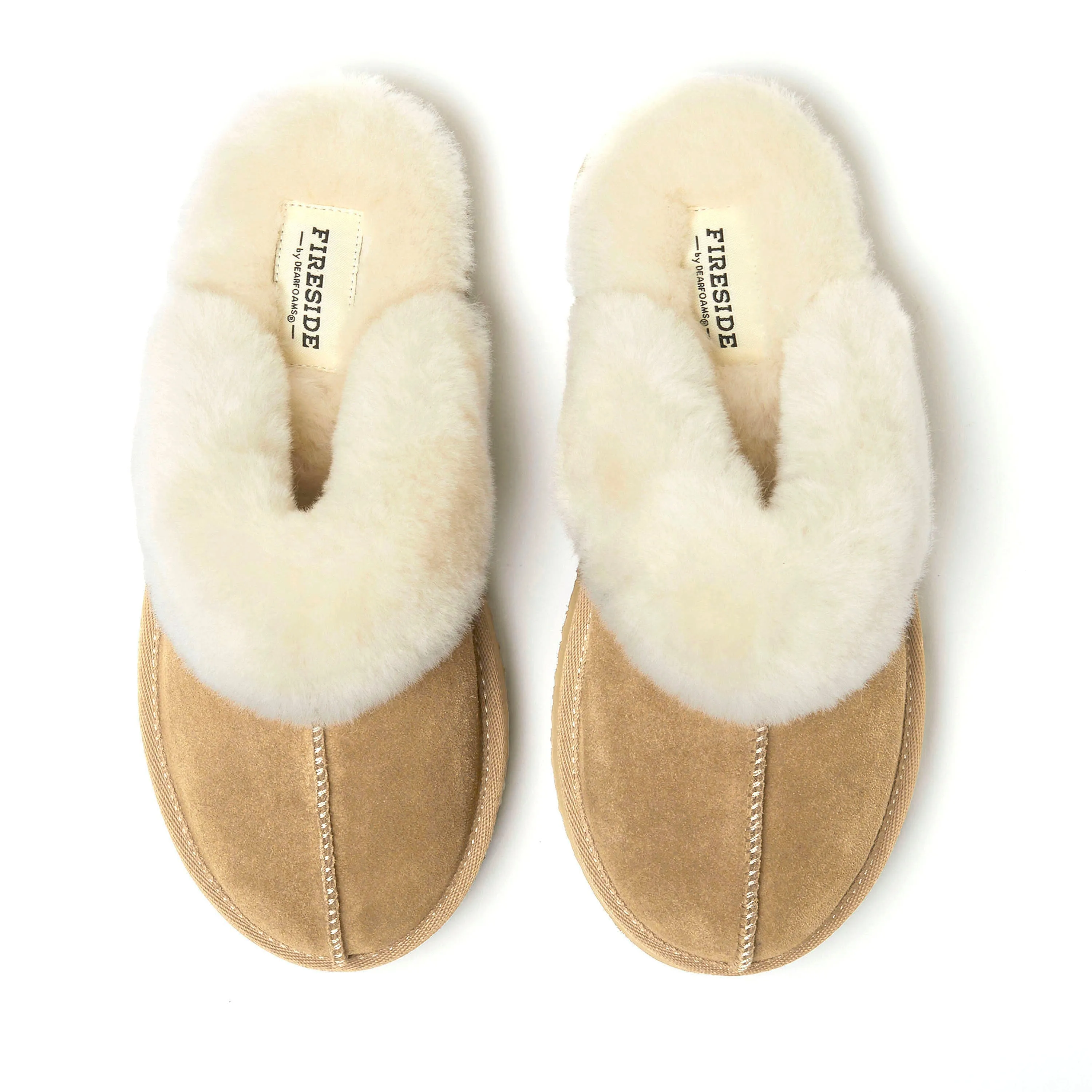 Fireside by Dearfoams Women's Melton Genuine Shearling Platform Scuff Slipper