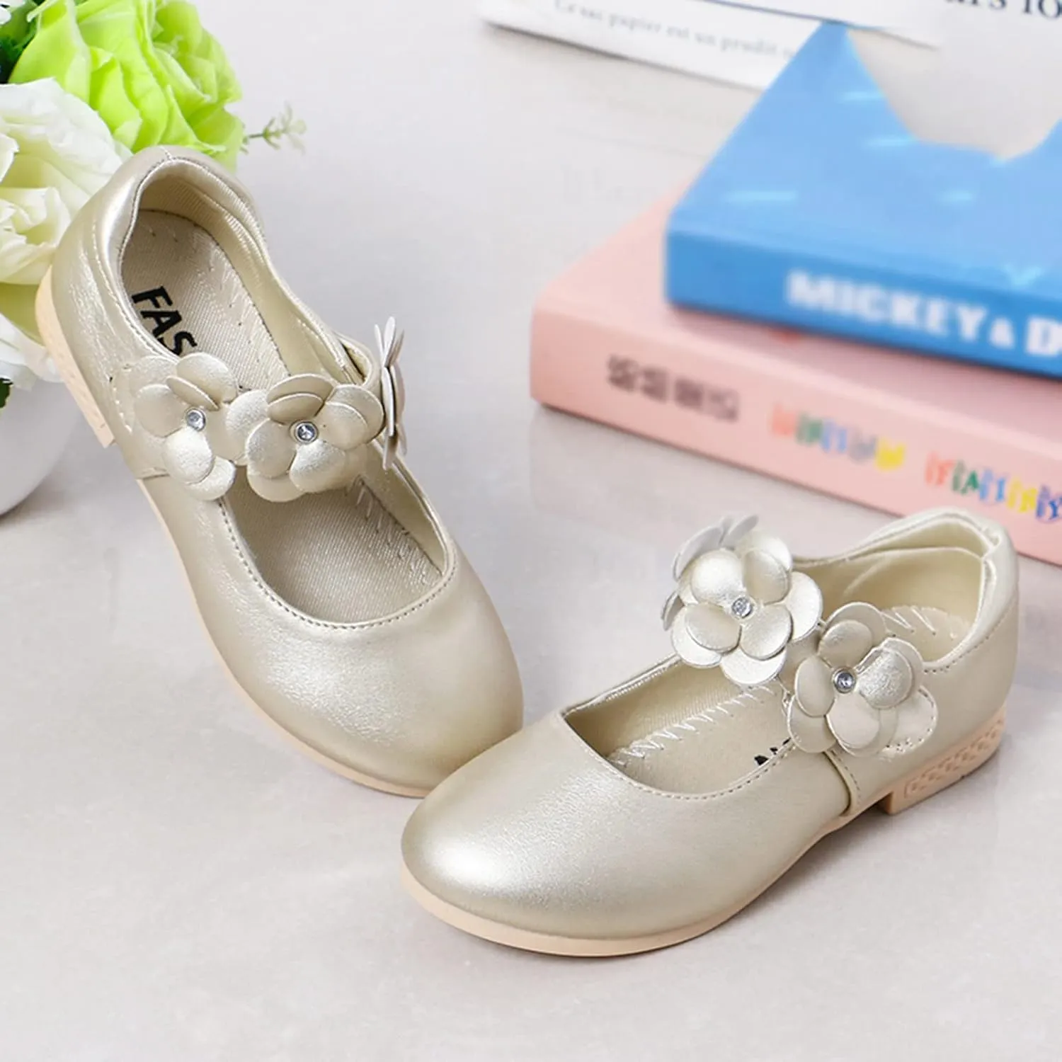 Girls Ballerina Flat Mary Jane Front Flower Dress Shoes for Wedding, Party, Walking(Toddler/Little Girl) Baby Shoes