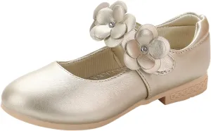Girls Ballerina Flat Mary Jane Front Flower Dress Shoes for Wedding, Party, Walking(Toddler/Little Girl) Baby Shoes