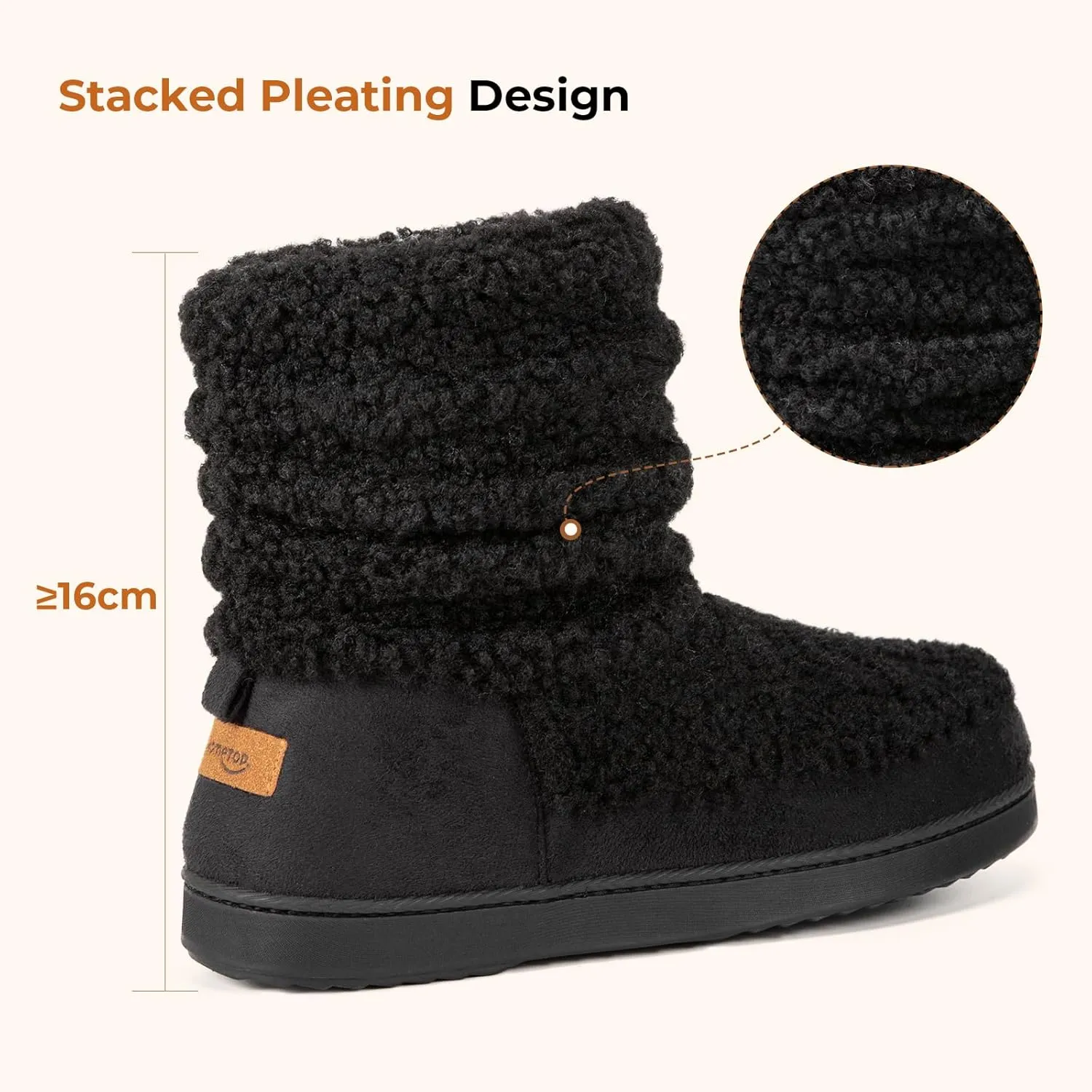 HomeTop Women's Bootie Slippers Fuzzy Warm Memory Foam Indoor House Shoes with Non-slip Rubber Soles