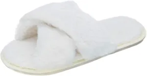 HUMIWA Womens Faux Fur Slippers Warm Fussy Flip Flop House Slippers Open Toe Home Slippers for Girls Men