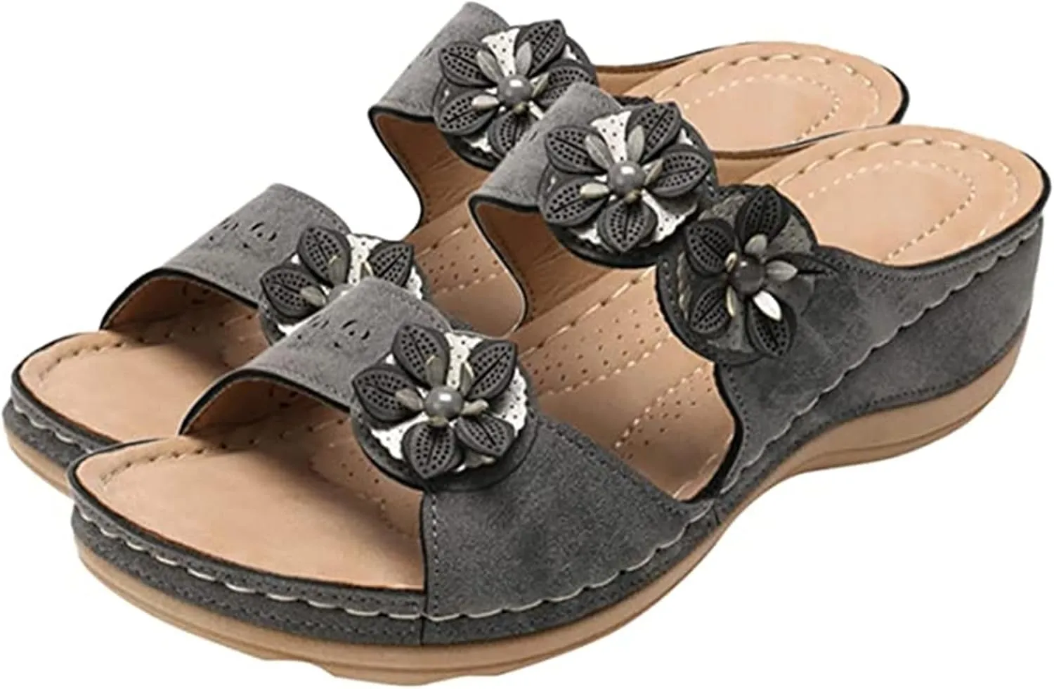 Ladmiple Orthopedic Sandals for Women Arch Support Open Toe Flip Flops Anti-Slip Platform Orthotic Sandal Walking Shoes