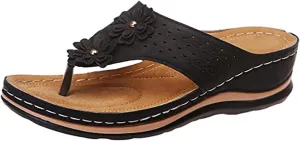 Ladmiple Womens Casual Dressy Fashion Orthopedic Platform Flip Flops Arch Support Roman Clip Toe Walking Slipper Shoes