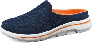Mules for Women Men Light Slip On Open Back Shoes Comfort Walking Shoes, Knitted Mesh Breathable Slippers Closed Toe Slides Casual Comfortable Outdoor Sports Wedge Mule