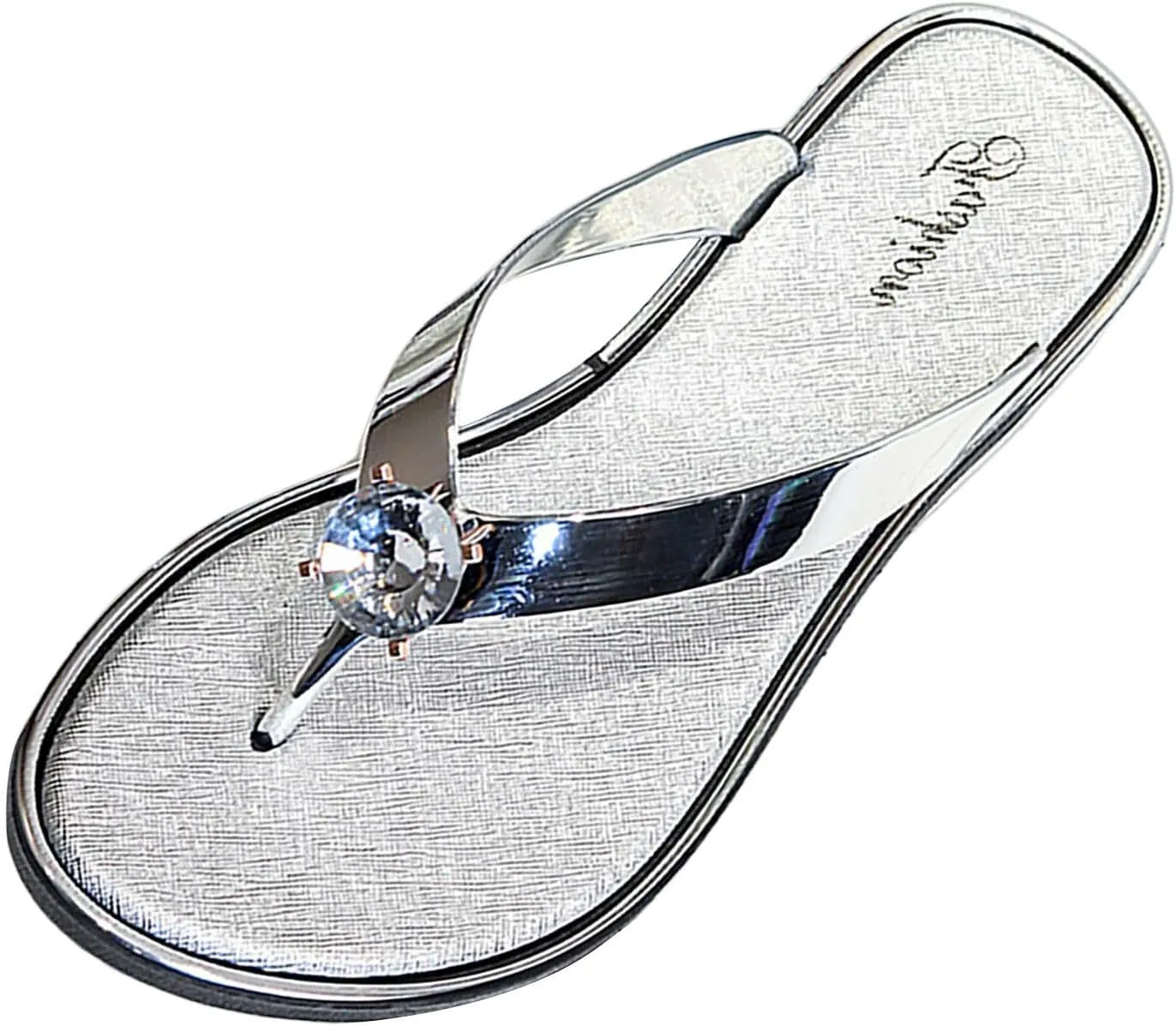 Sandwiched Herringbone Women's Slippers with Rhinestone Beach Shoes Flat Furry House Slippers for Women Closed Toe