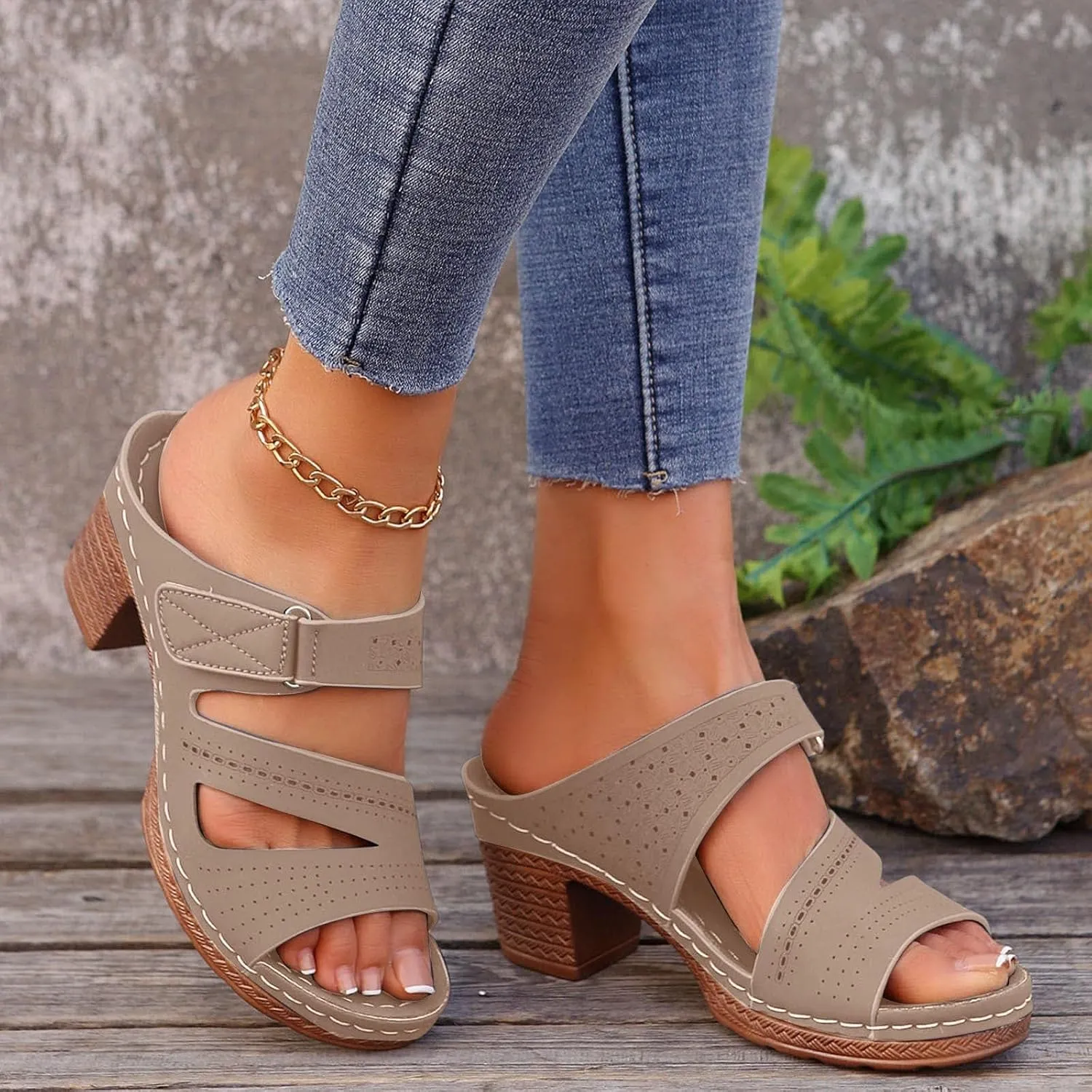 Summer Sandals for Women Ankle Strap Chunky High Heel Bow Fish Mouth Breathable Backless Slingback Dress Shoes Gladiator Strappy Lace Up Hollow Out Heels Comfortable Booties Open Toe Sandal