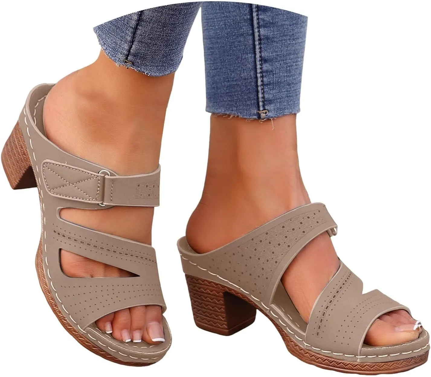 Summer Sandals for Women Ankle Strap Chunky High Heel Bow Fish Mouth Breathable Backless Slingback Dress Shoes Gladiator Strappy Lace Up Hollow Out Heels Comfortable Booties Open Toe Sandal