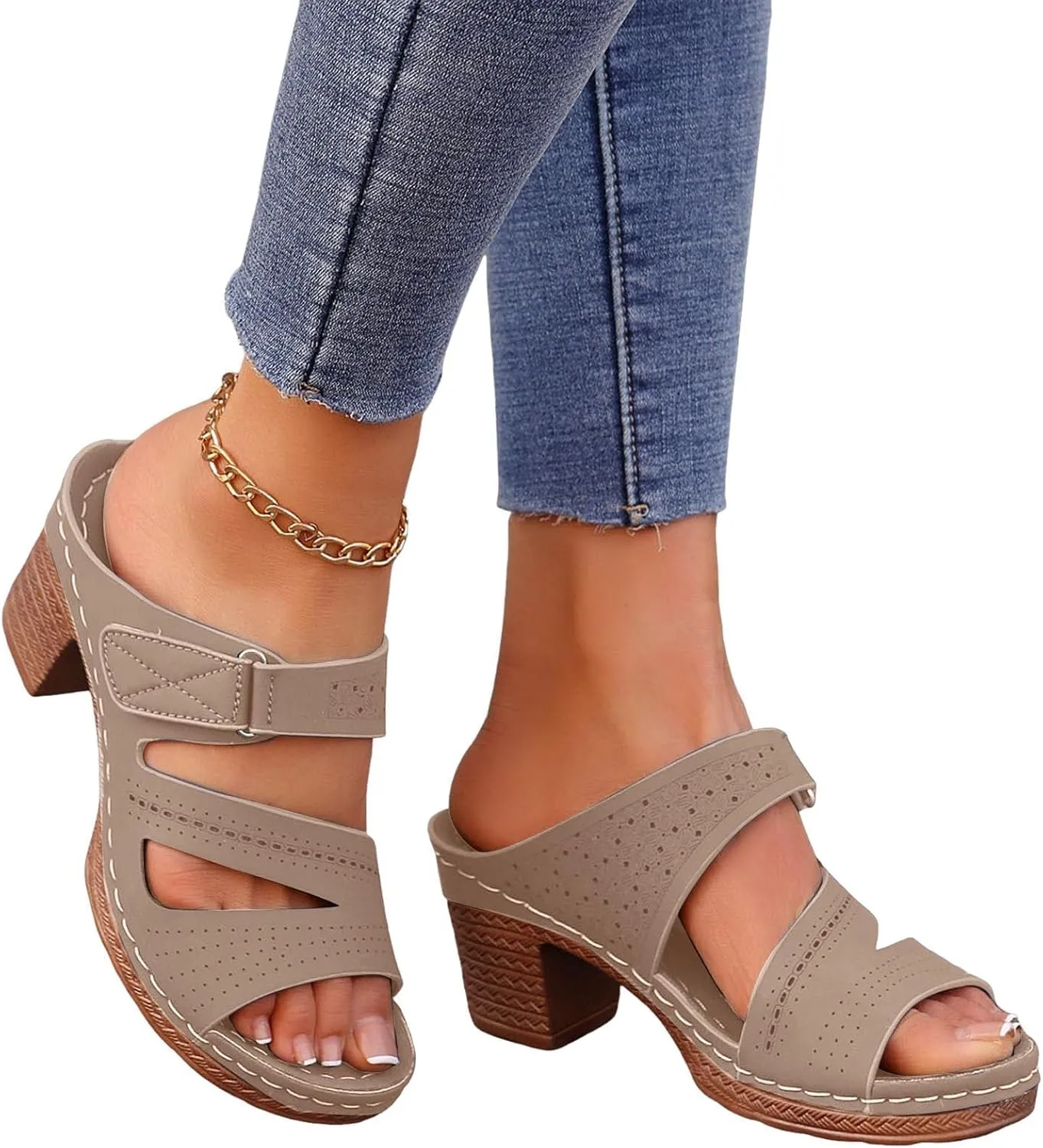Summer Sandals for Women Ankle Strap Chunky High Heel Bow Fish Mouth Breathable Backless Slingback Dress Shoes Gladiator Strappy Lace Up Hollow Out Heels Comfortable Booties Open Toe Sandal