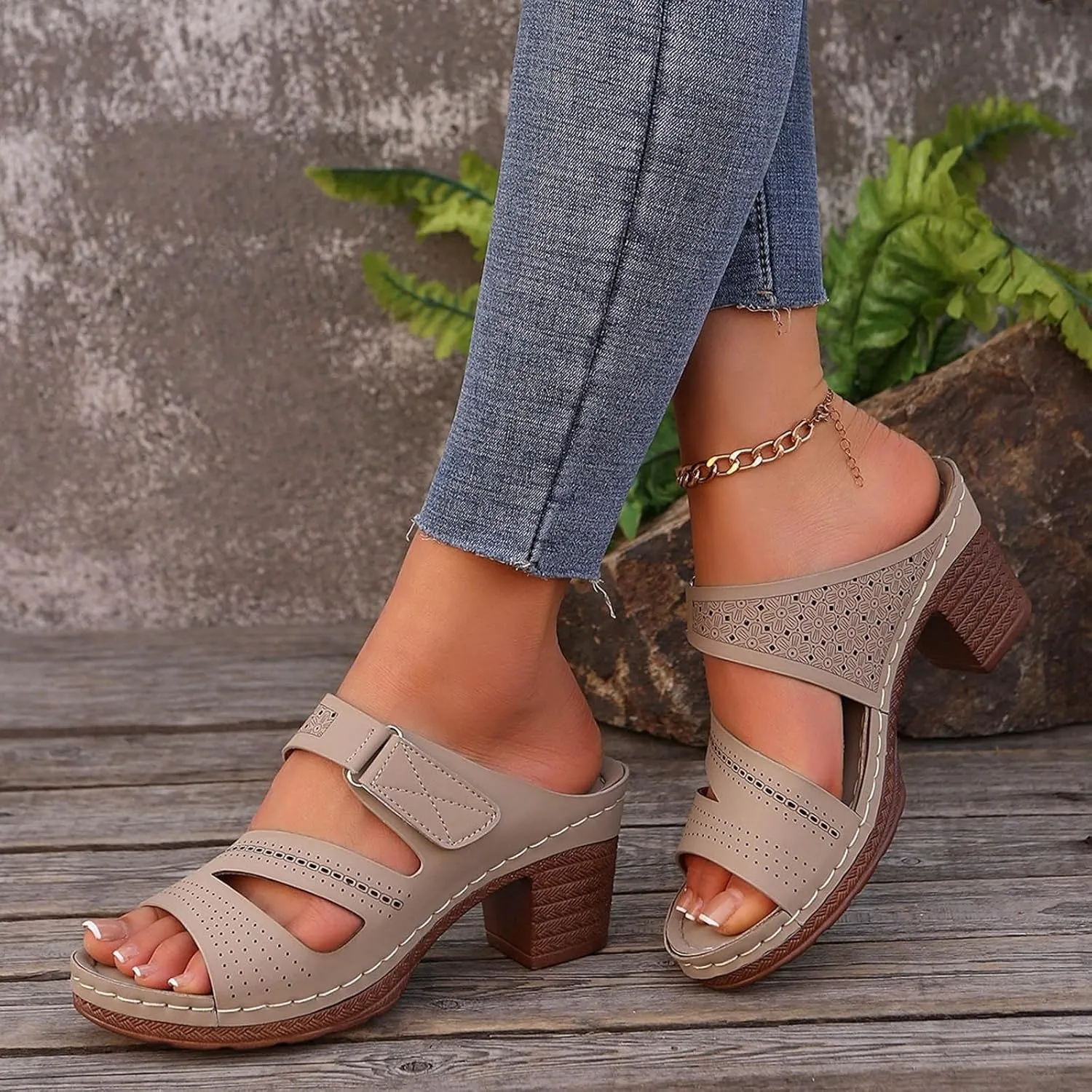 Summer Sandals for Women Ankle Strap Chunky High Heel Bow Fish Mouth Breathable Backless Slingback Dress Shoes Gladiator Strappy Lace Up Hollow Out Heels Comfortable Booties Open Toe Sandal