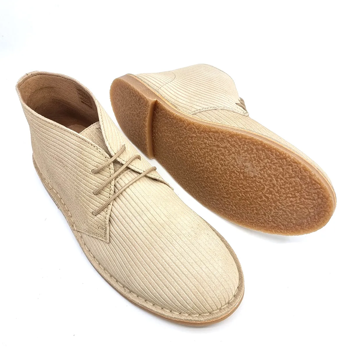 The Preston  Cord Effect Desert Boots In Stone