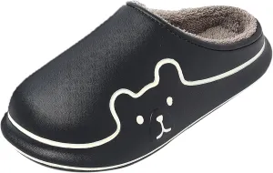 Water Proof Slippers for Men Winter Warm House Slippers Indoor Slipper Men (Black, 9.5)