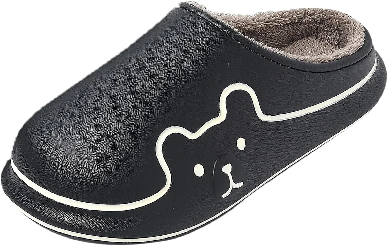 Water Proof Slippers for Men Winter Warm House Slippers Indoor Slipper Men (Black, 9.5)