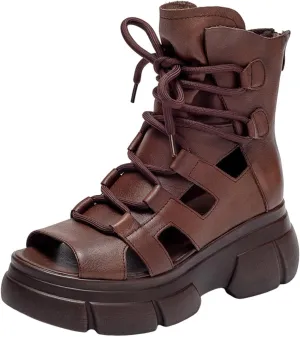Wedge Sandal for Women Ankle Strap Flatform Arch Support Fish Mouth Toe Muffin Platform Shoes Chunky Cushion Slip on