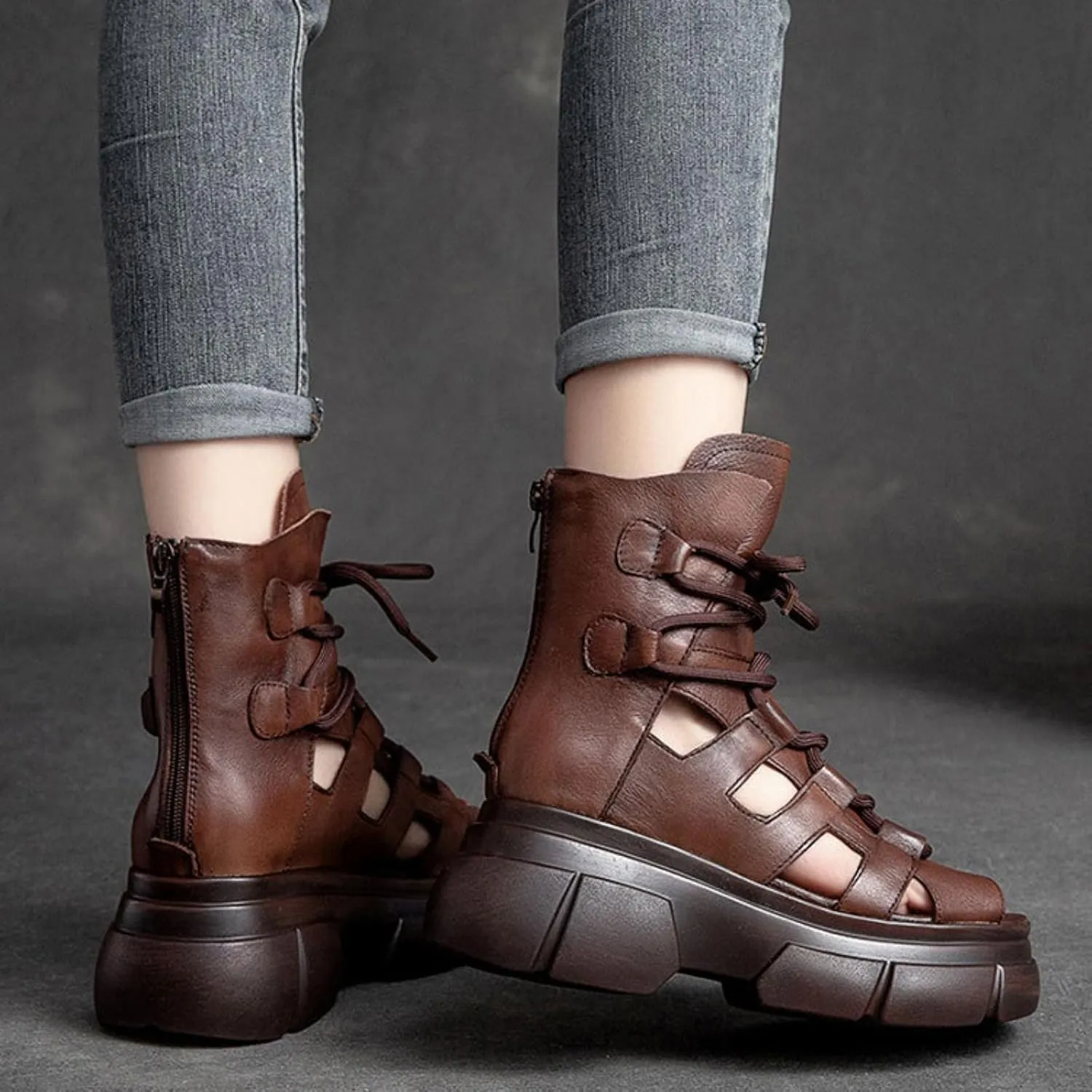 Wedge Sandal for Women Ankle Strap Flatform Arch Support Fish Mouth Toe Muffin Platform Shoes Chunky Cushion Slip on