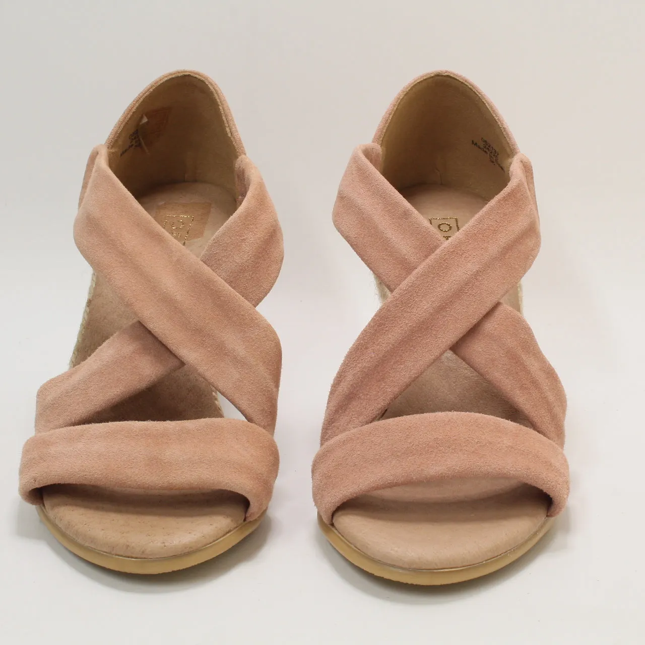 Womens Office Maiden Cross Strap Wedge Nude Suede Uk Size 3