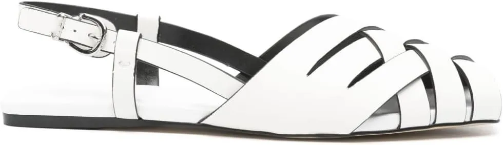 Women's Slingback Flat Sandals Woven Buckle Strappy Flats Peep-Toe Roman Holiday Summer Beach Shoes