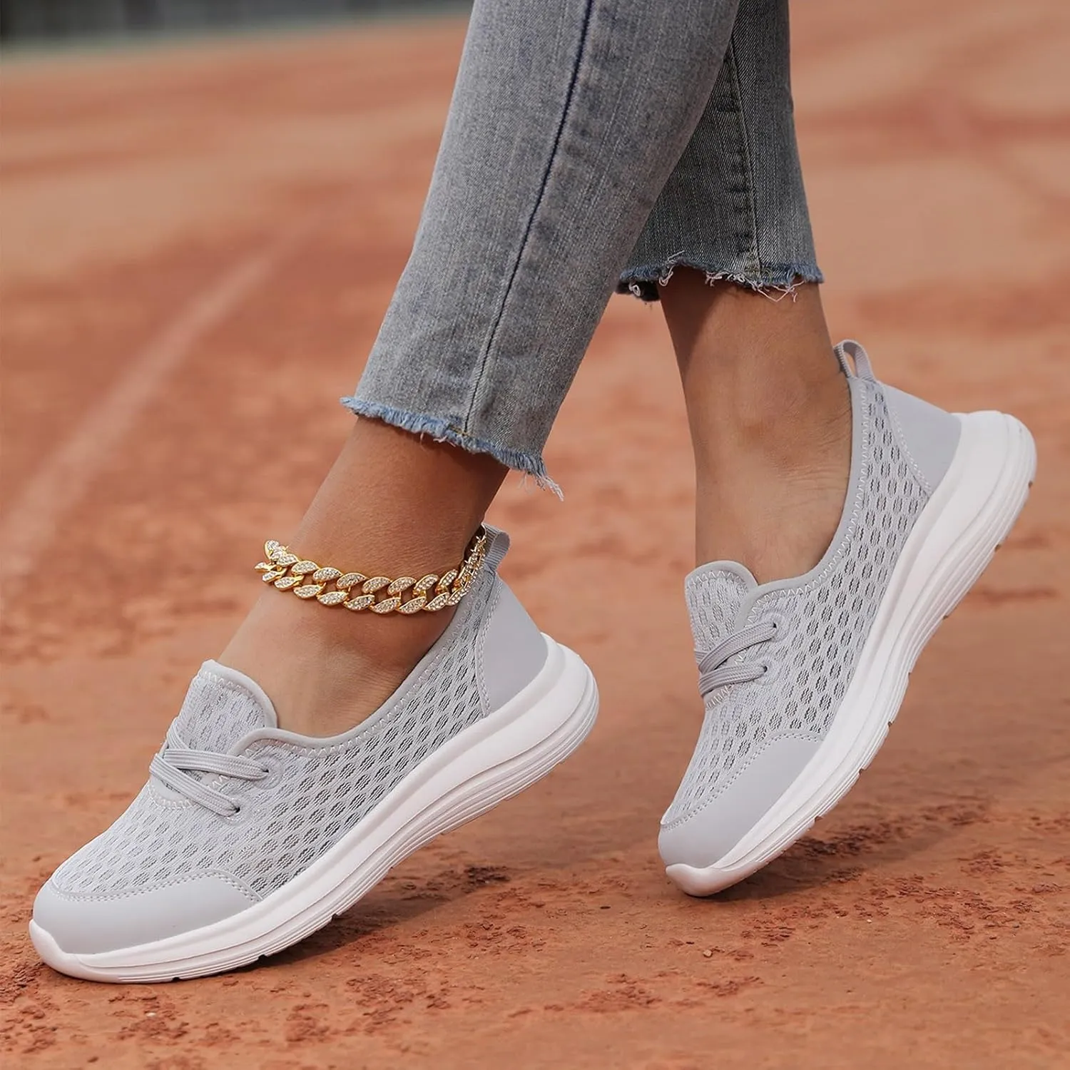 Women's Sneakers Lightweight Slip On Sport Shoes Arch Support Orthopedic Shoes Slip-On Walking Shoes Flat Loafer