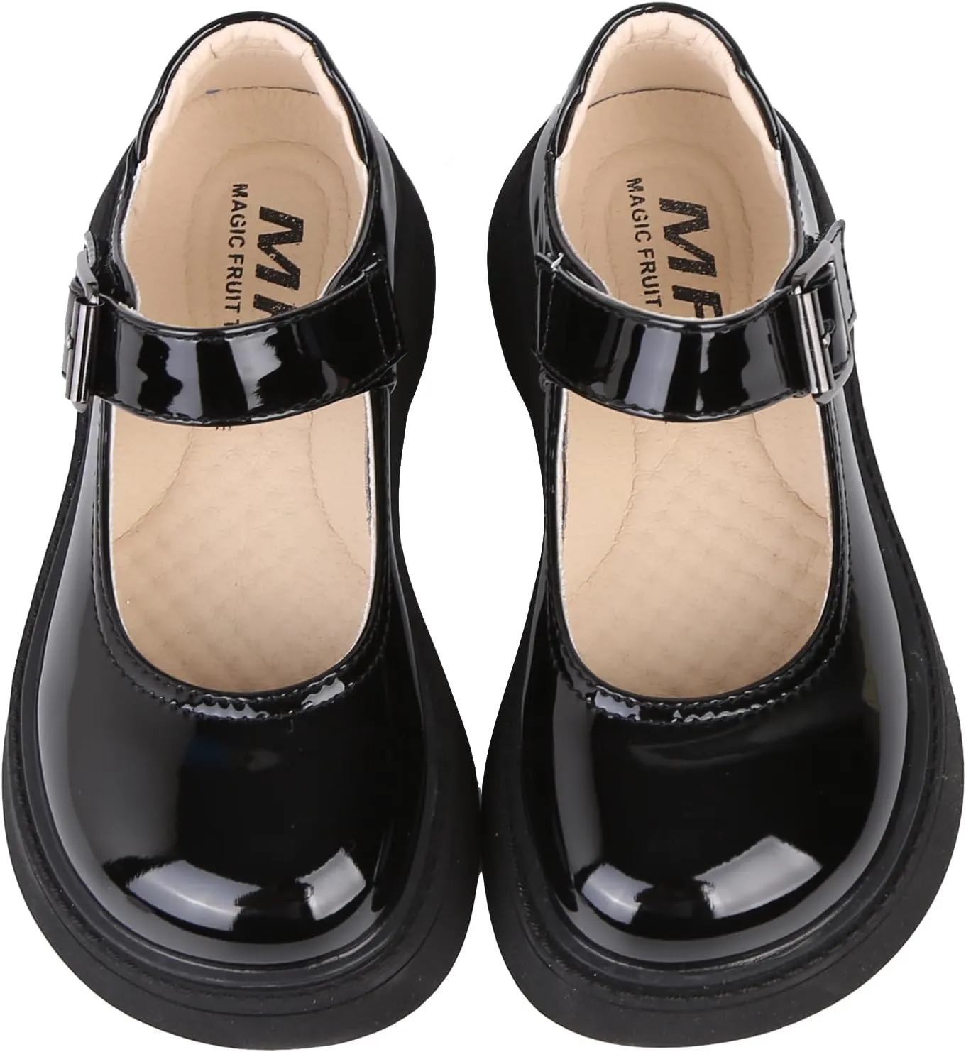 WUIWUIYU Girls School Uniform Shoes Platform Heel Halloween Costume Round-Toe Shiny Dress Mary Jane Shoe Flats