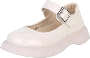 WUIWUIYU Girls School Uniform Shoes Platform Heel Halloween Costume Round-Toe Shiny Dress Mary Jane Shoe Flats
