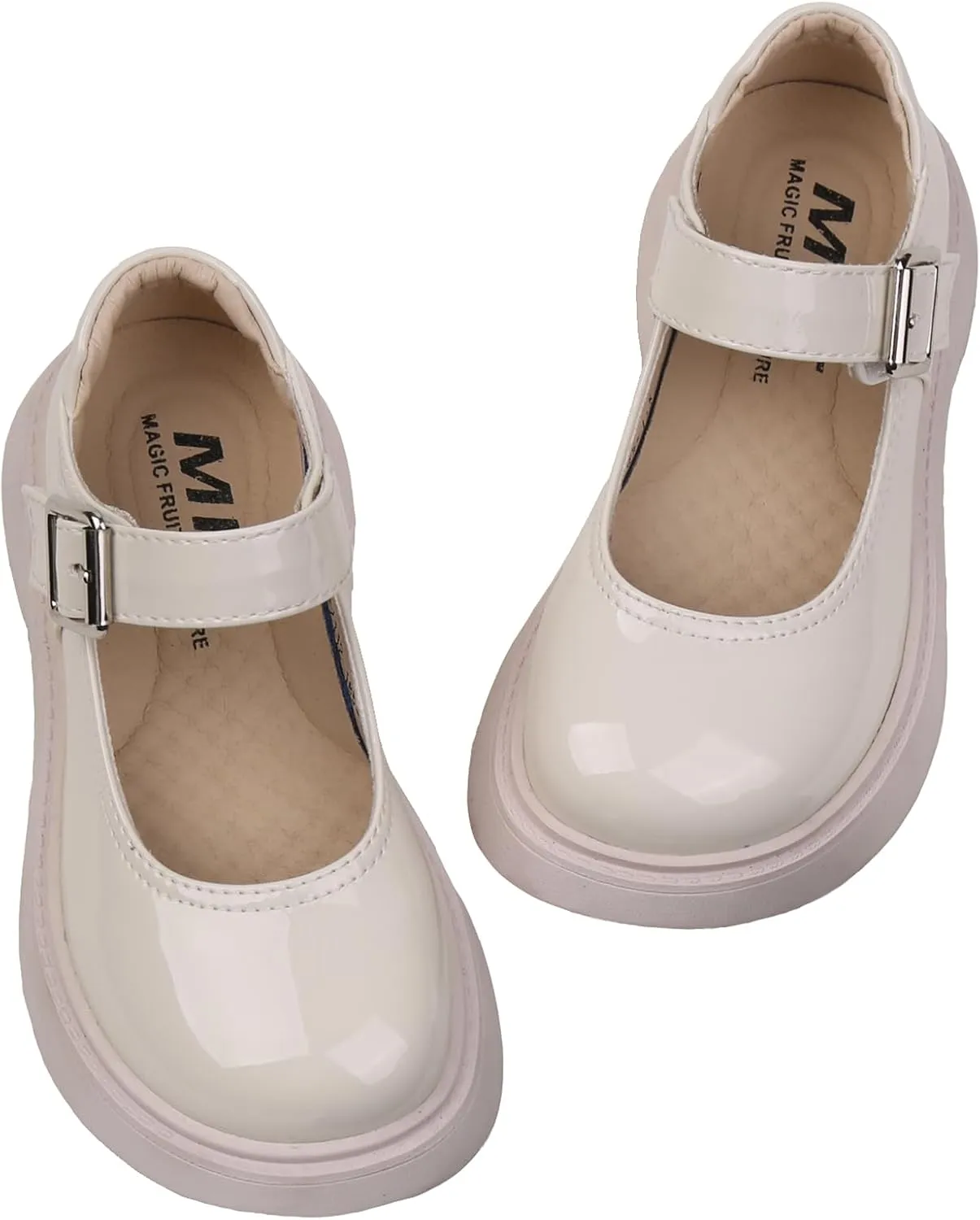 WUIWUIYU Girls School Uniform Shoes Platform Heel Halloween Costume Round-Toe Shiny Dress Mary Jane Shoe Flats