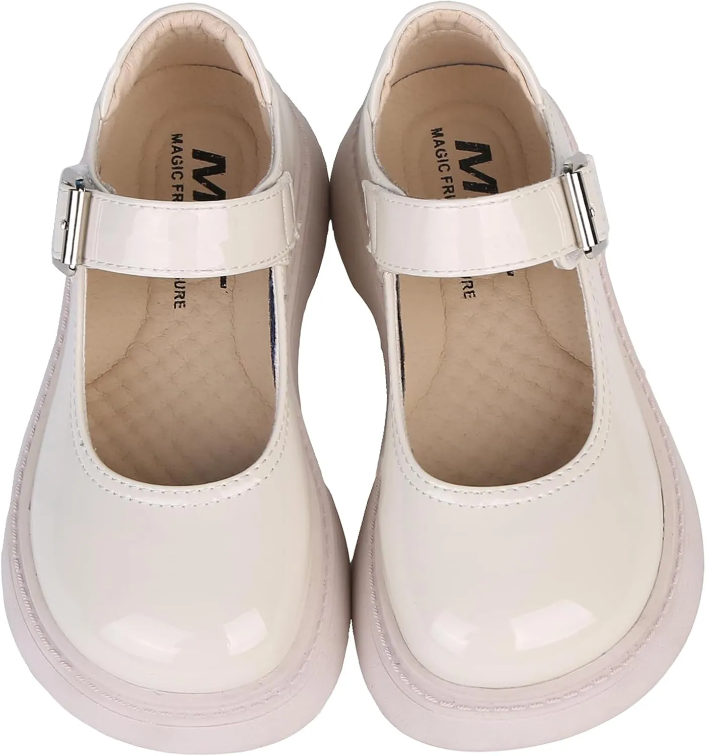 WUIWUIYU Girls School Uniform Shoes Platform Heel Halloween Costume Round-Toe Shiny Dress Mary Jane Shoe Flats