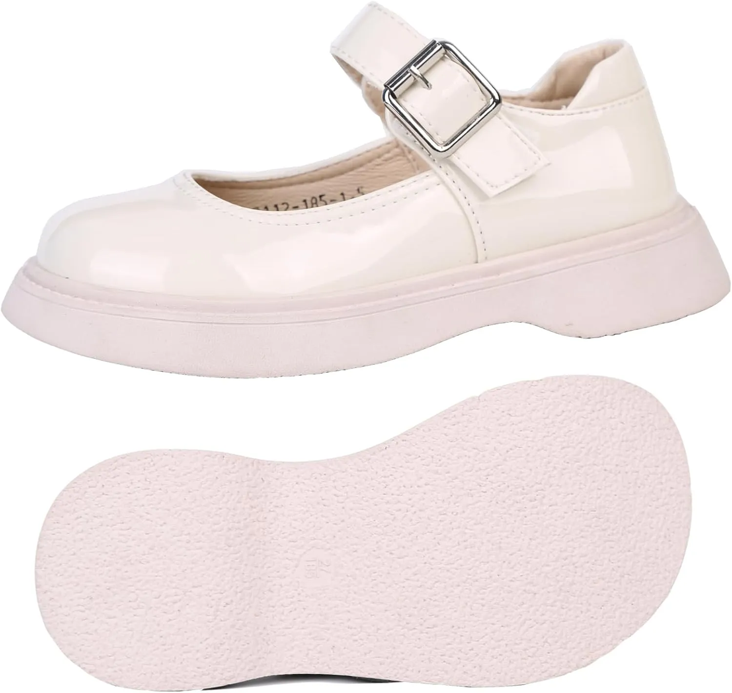 WUIWUIYU Girls School Uniform Shoes Platform Heel Halloween Costume Round-Toe Shiny Dress Mary Jane Shoe Flats