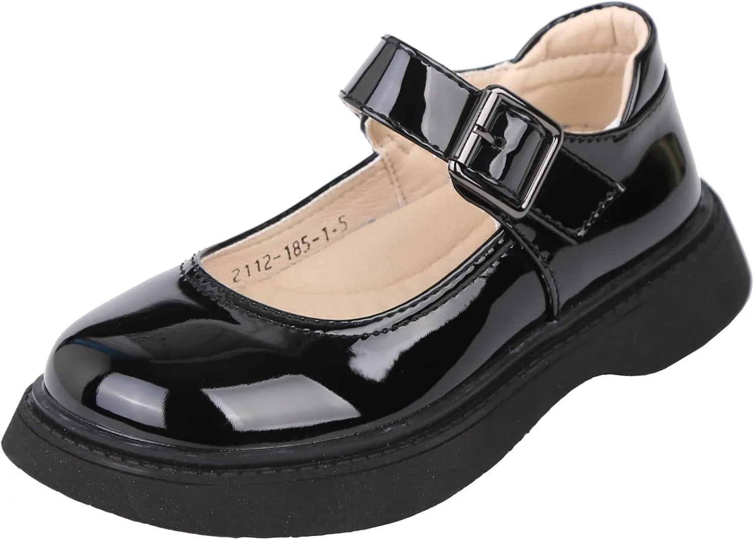 WUIWUIYU Girls School Uniform Shoes Platform Heel Halloween Costume Round-Toe Shiny Dress Mary Jane Shoe Flats